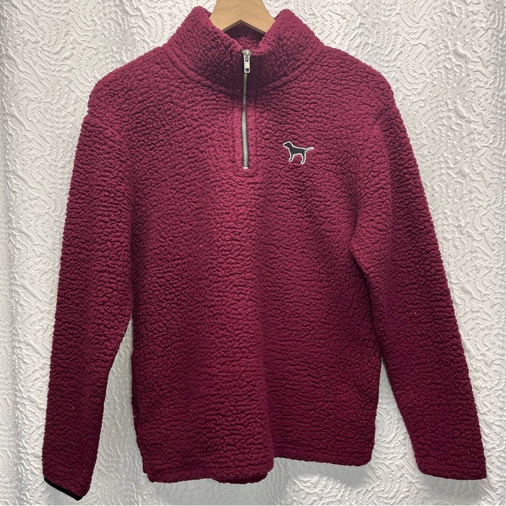 Victoria's Secret PINK Maroon Sherpa Quarter Zip - Picture 1 of 8